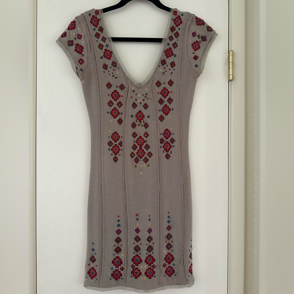 Free People Embroidered Mini Dress